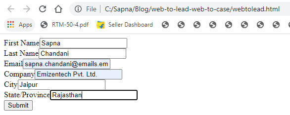 Lead in Salesforce after submission of Lead