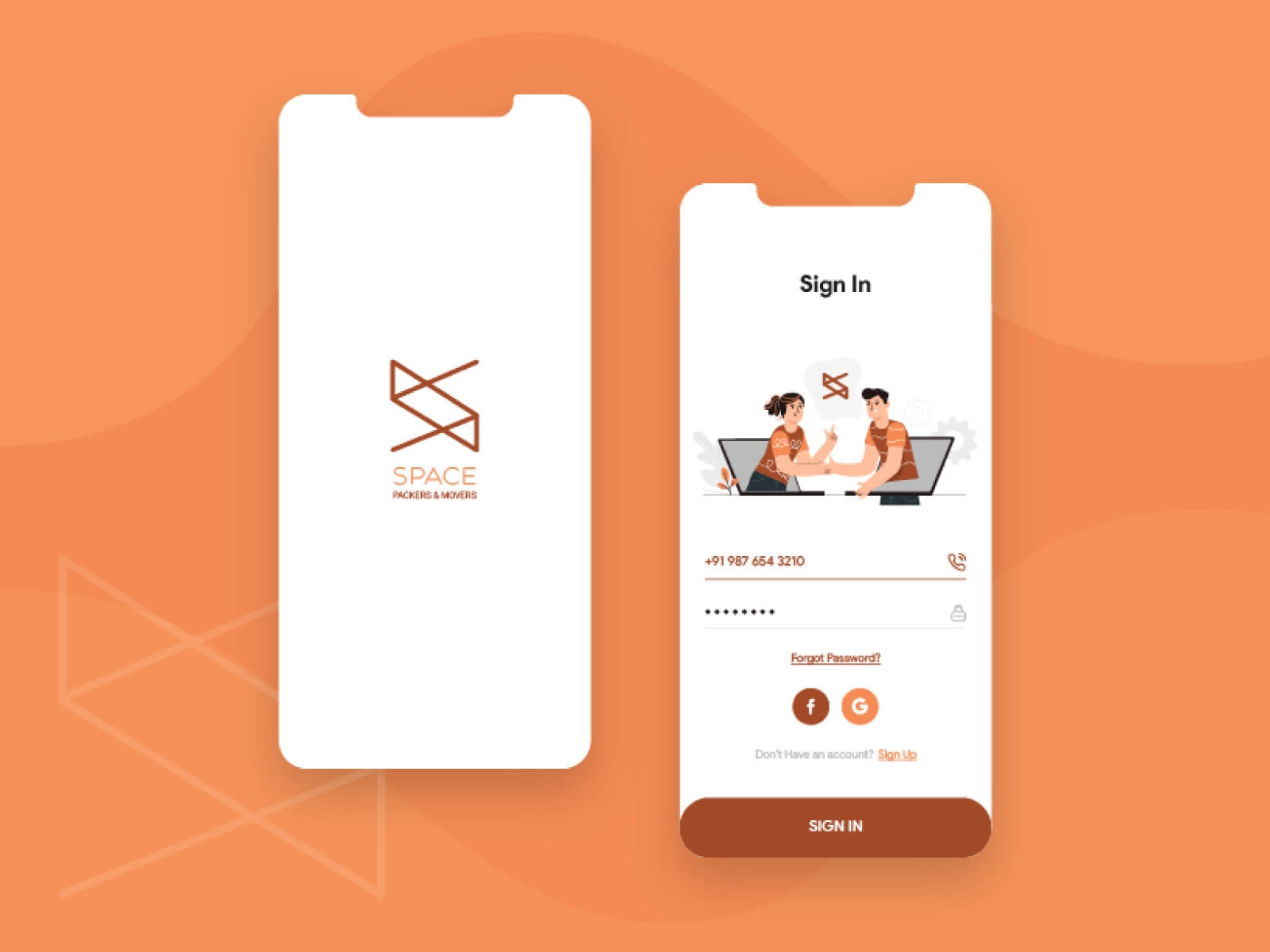 social login in packers and movers app
