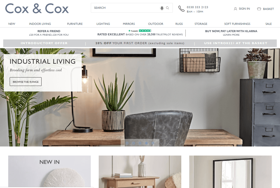 Cox and Cox ecommerce store built in Magento
