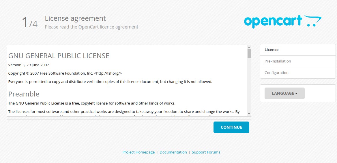accept license agreement opencart