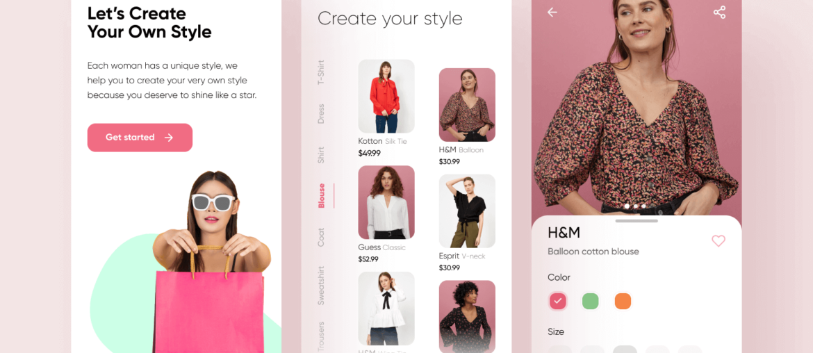 fashion mobile app interface