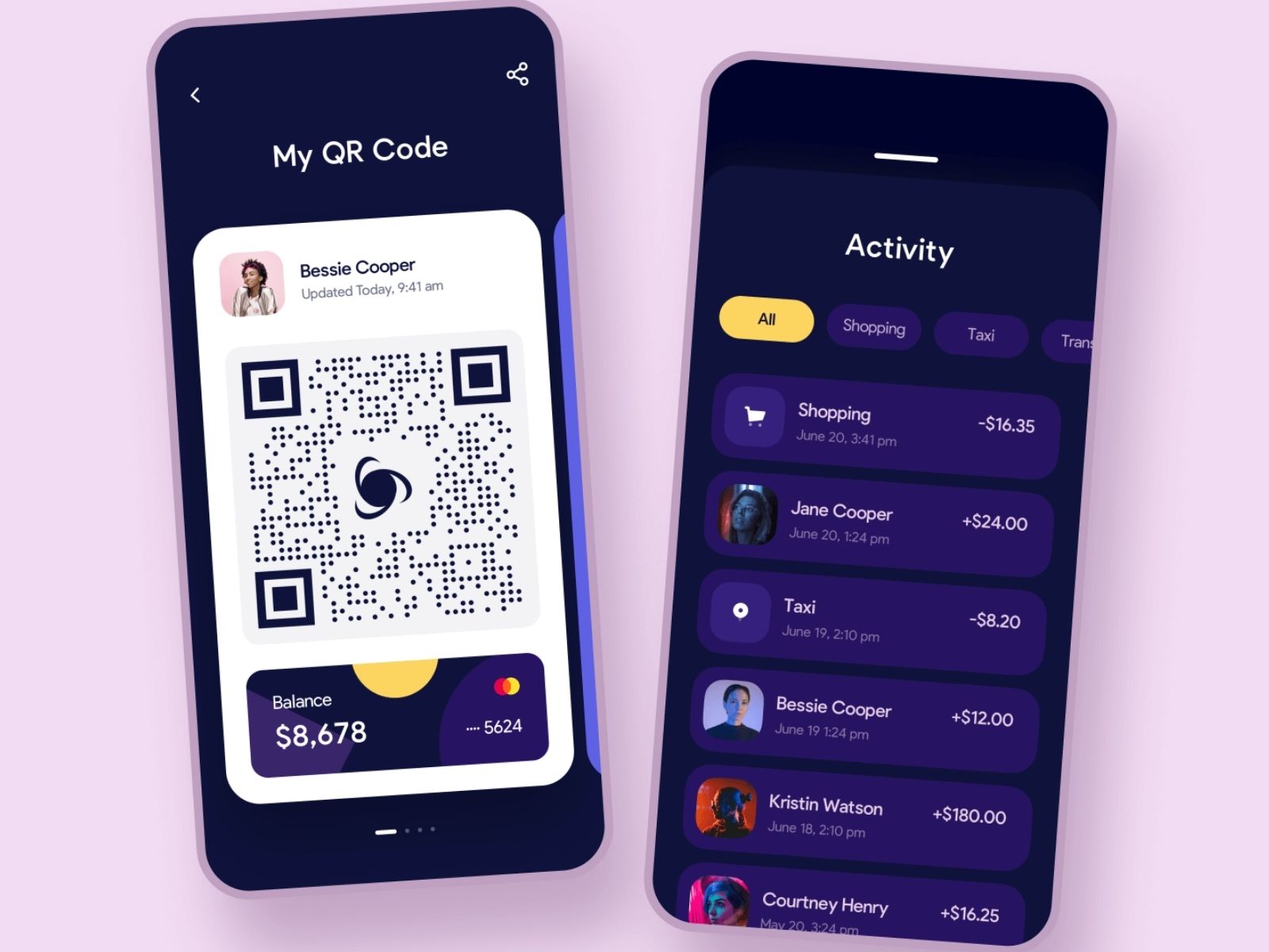 qr code in a digital wallet app