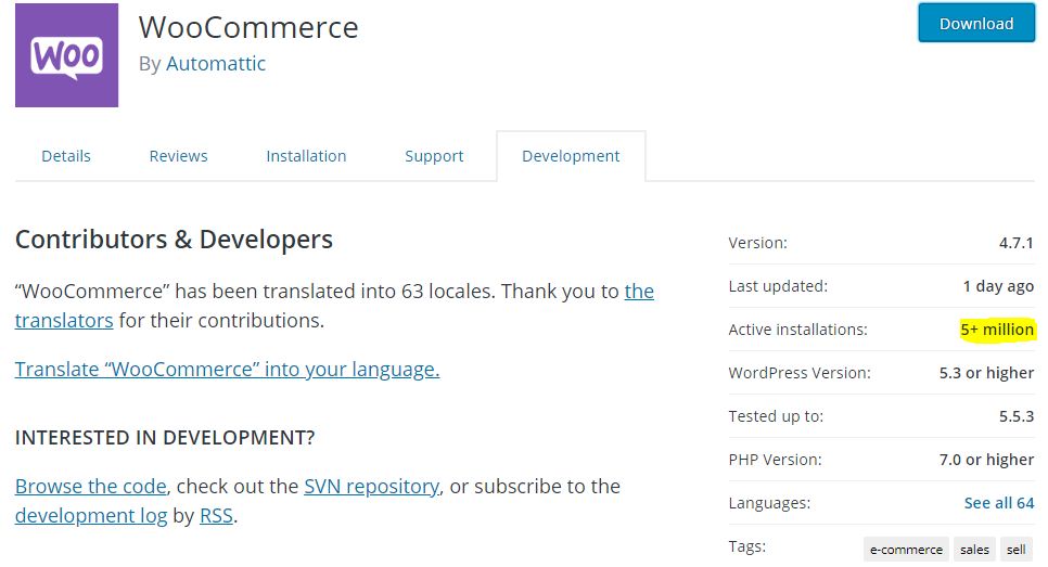 WooCommerce Downloads more than 5 million