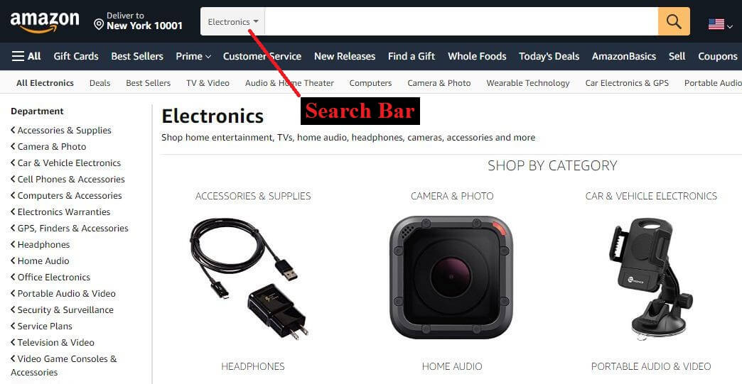 Search bar on ecommerce stores