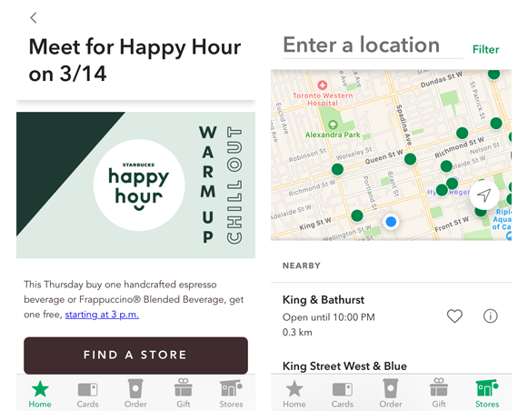 happy hour starbucks app