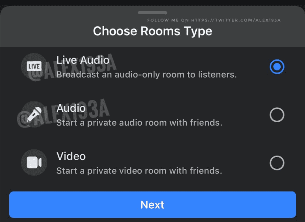 facebook audio room types