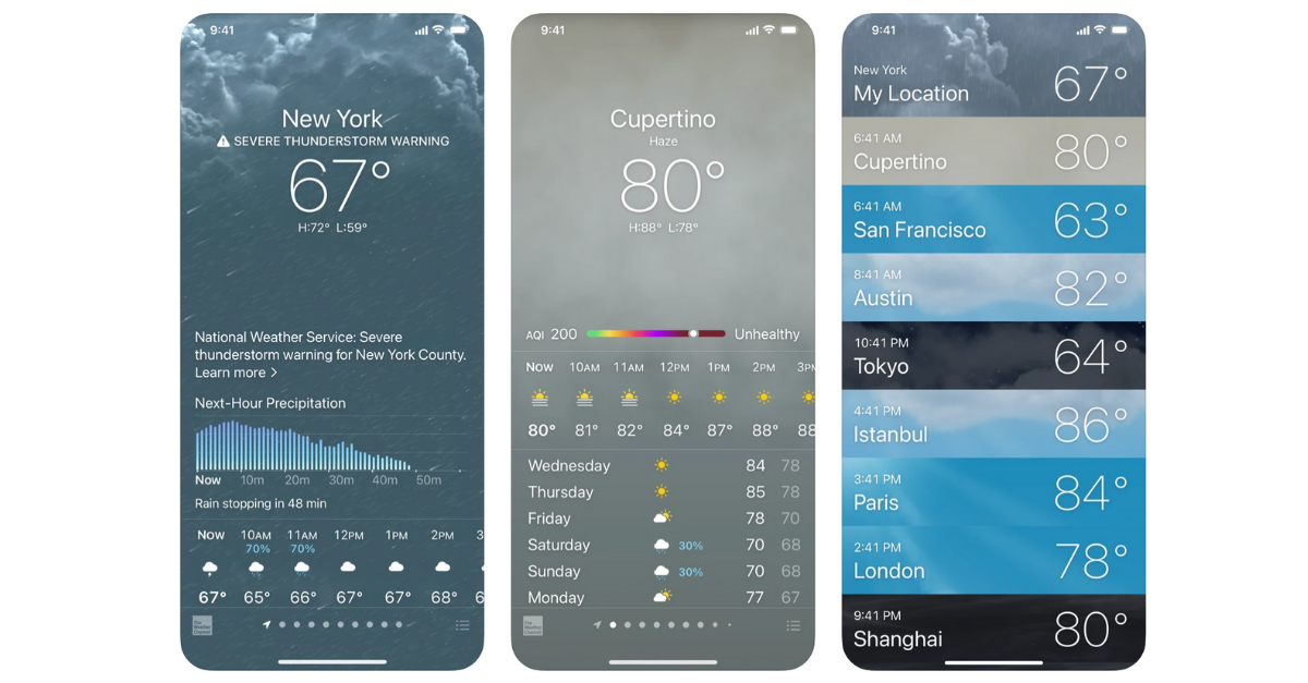 Apple IOS 15 Weather App