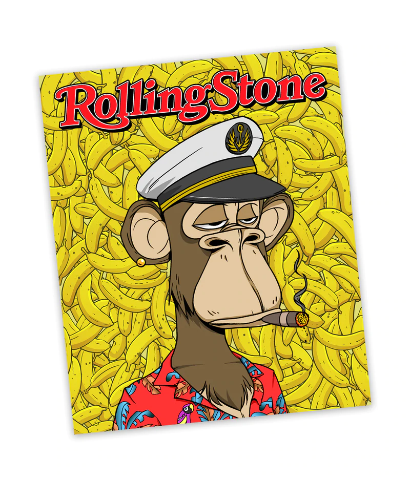 Bored Ape featured on the front of Rolling Stone magazine