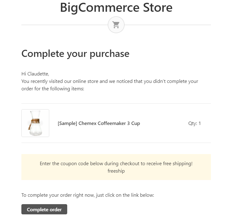 BigCommerce’s Abandoned Cart Saver Feature