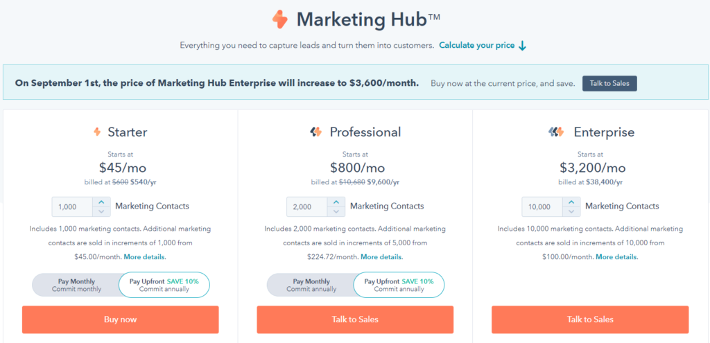 HubSpot's Pricing Structure