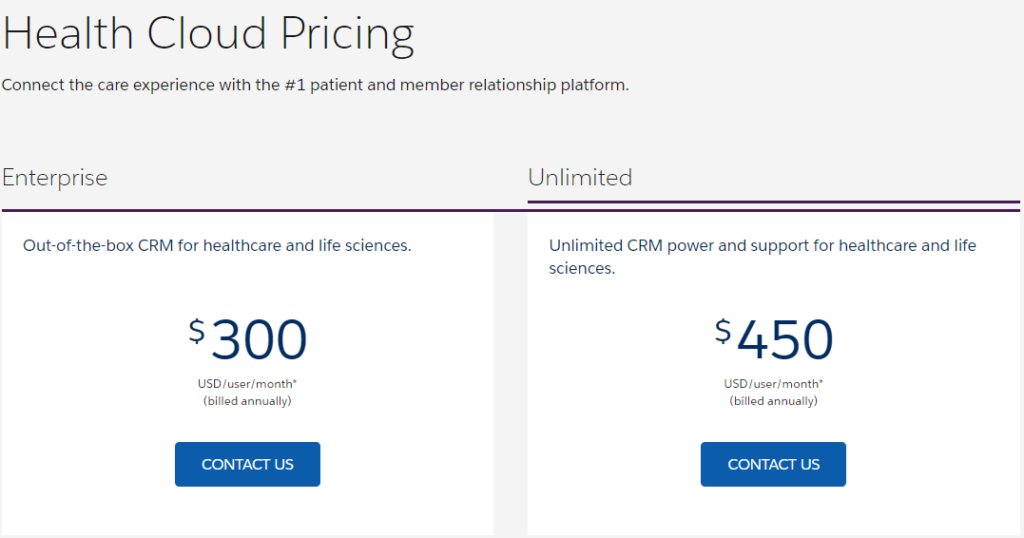 Health cloud pricing